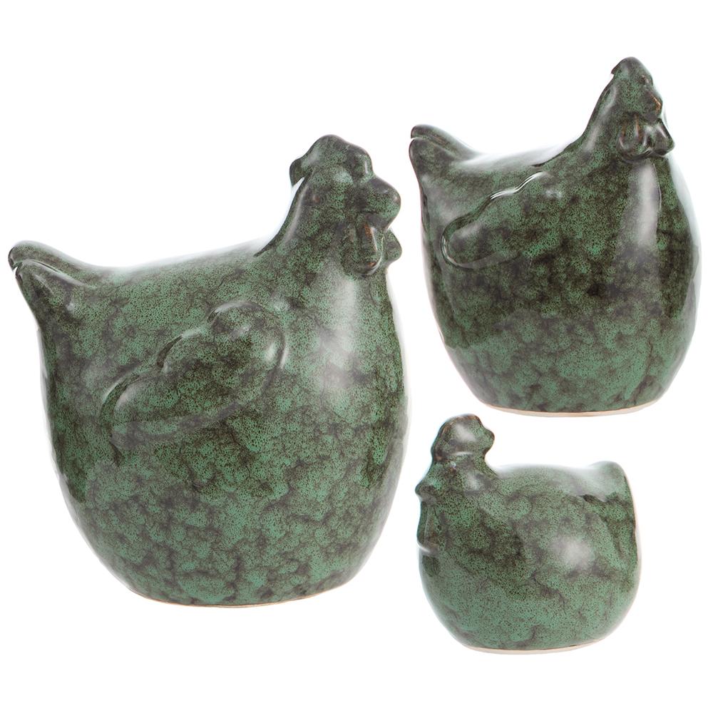 Green Glazed Ceramic Chicken Decor