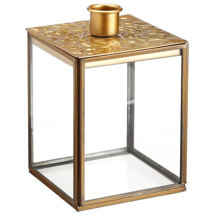 Gold Glass Taper Holder Lantern