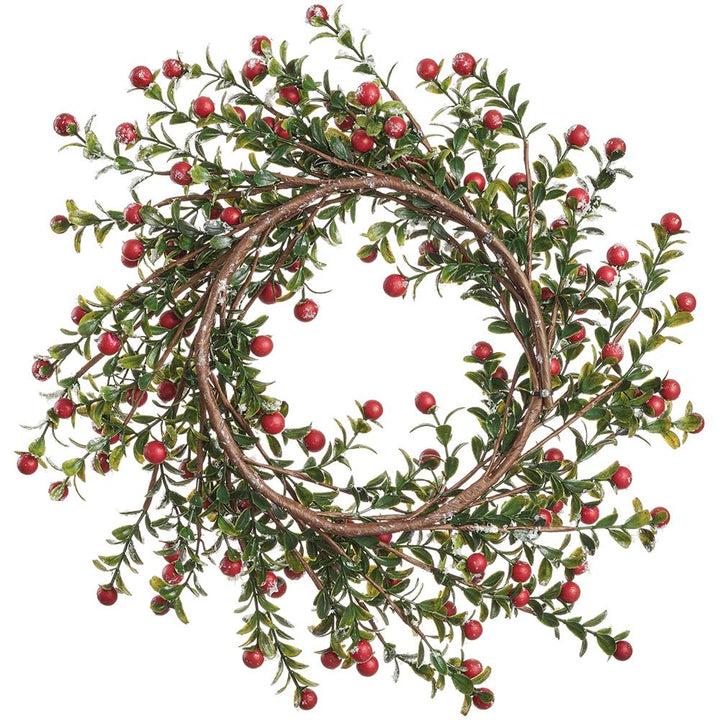 Frosted Red Winter Berry Candle Ring