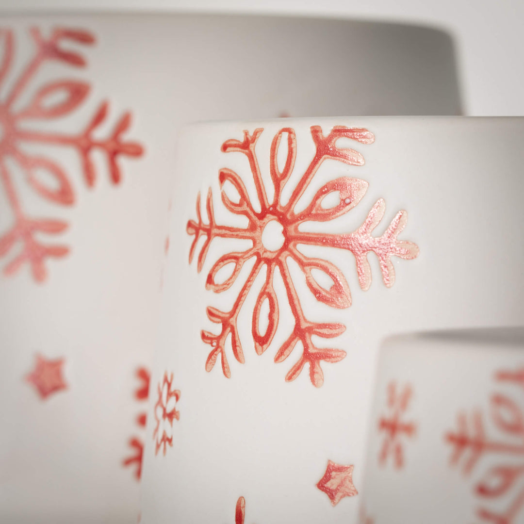 Red Snowflake Holiday Planter