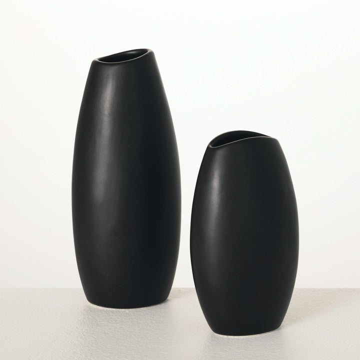 Tall Modern Matte Black Vase