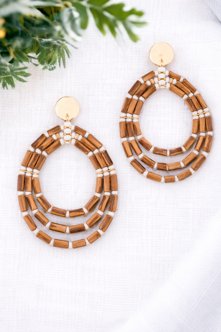 Nyra Wood Disc Hoop Earrings