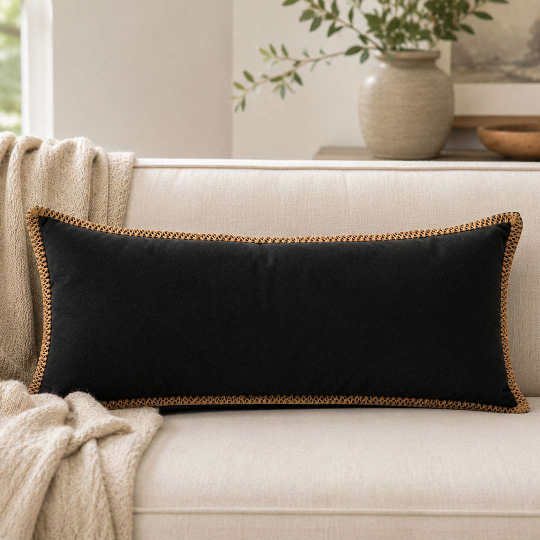 Lumbar Cotton Pillow Black