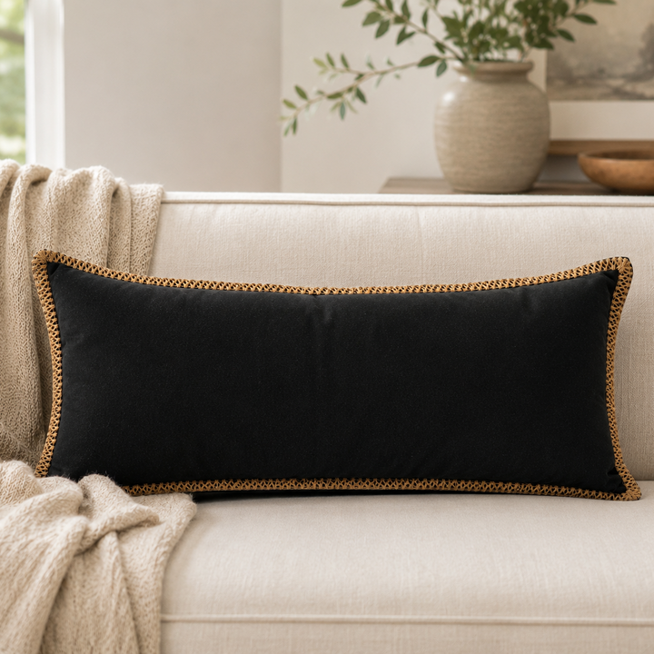 Lumbar Cotton Pillow Black