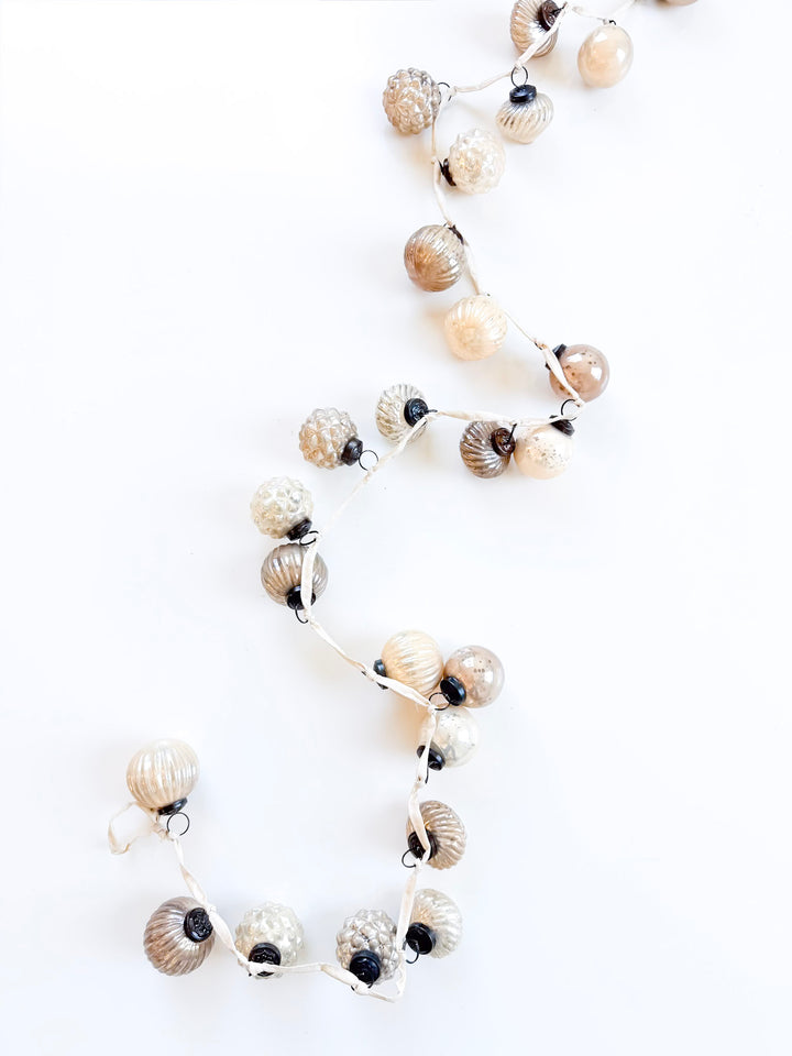 Neutral Embossed Mercury Glass Ornament Garland
