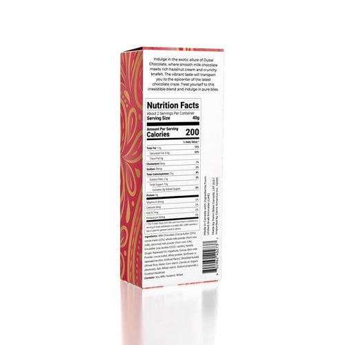 Hazelnut Cream Dubai Chocolate Bar by Oasis Treasures