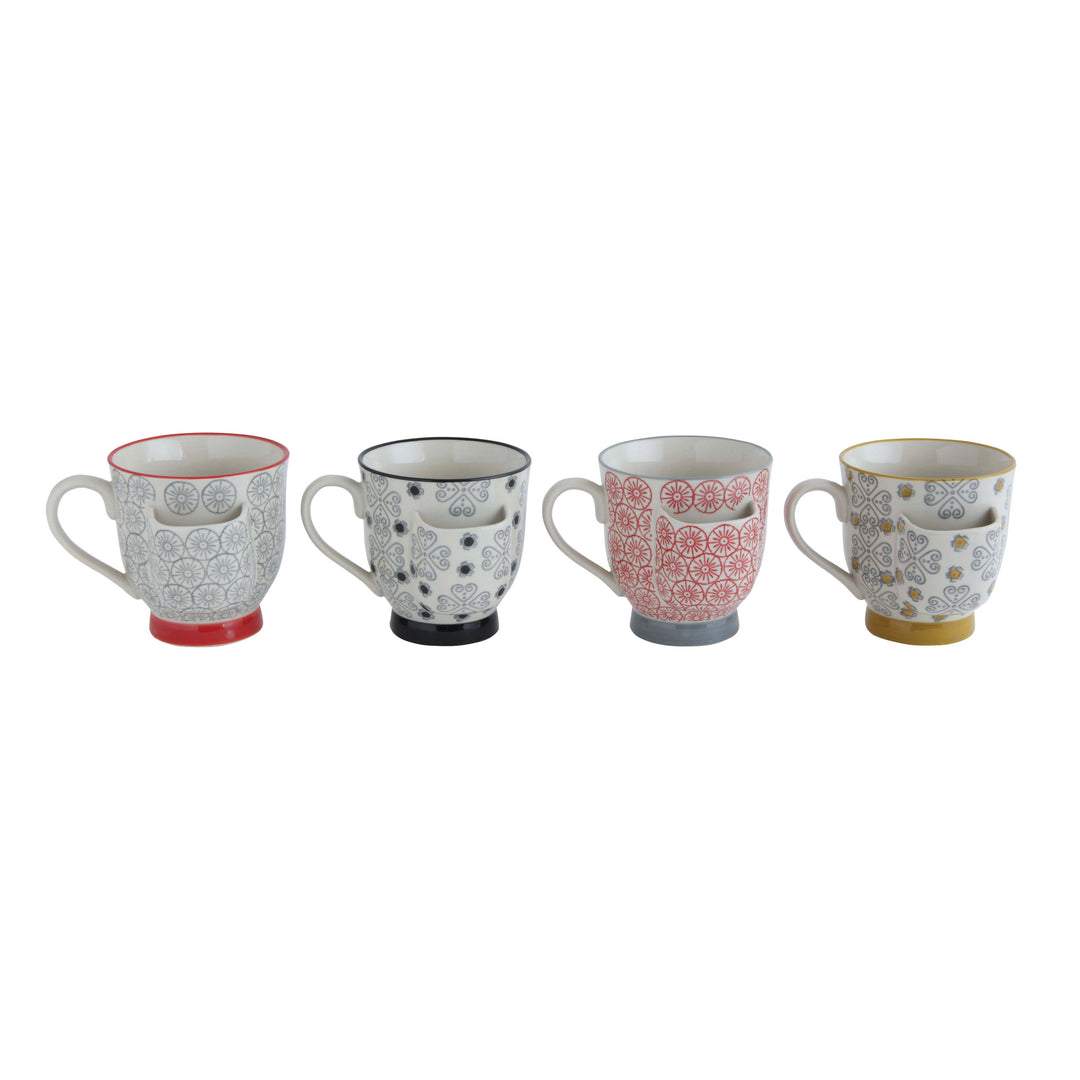 Hand Stamped Stoneware Tea Bag Holder Mug
