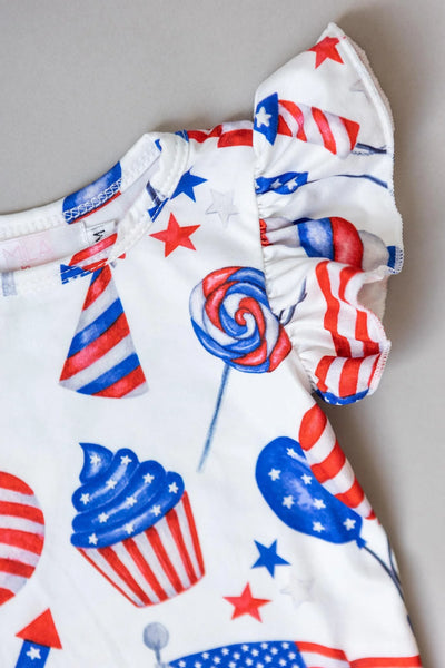 Party In The USA Flutter Sleeve Bodysuit