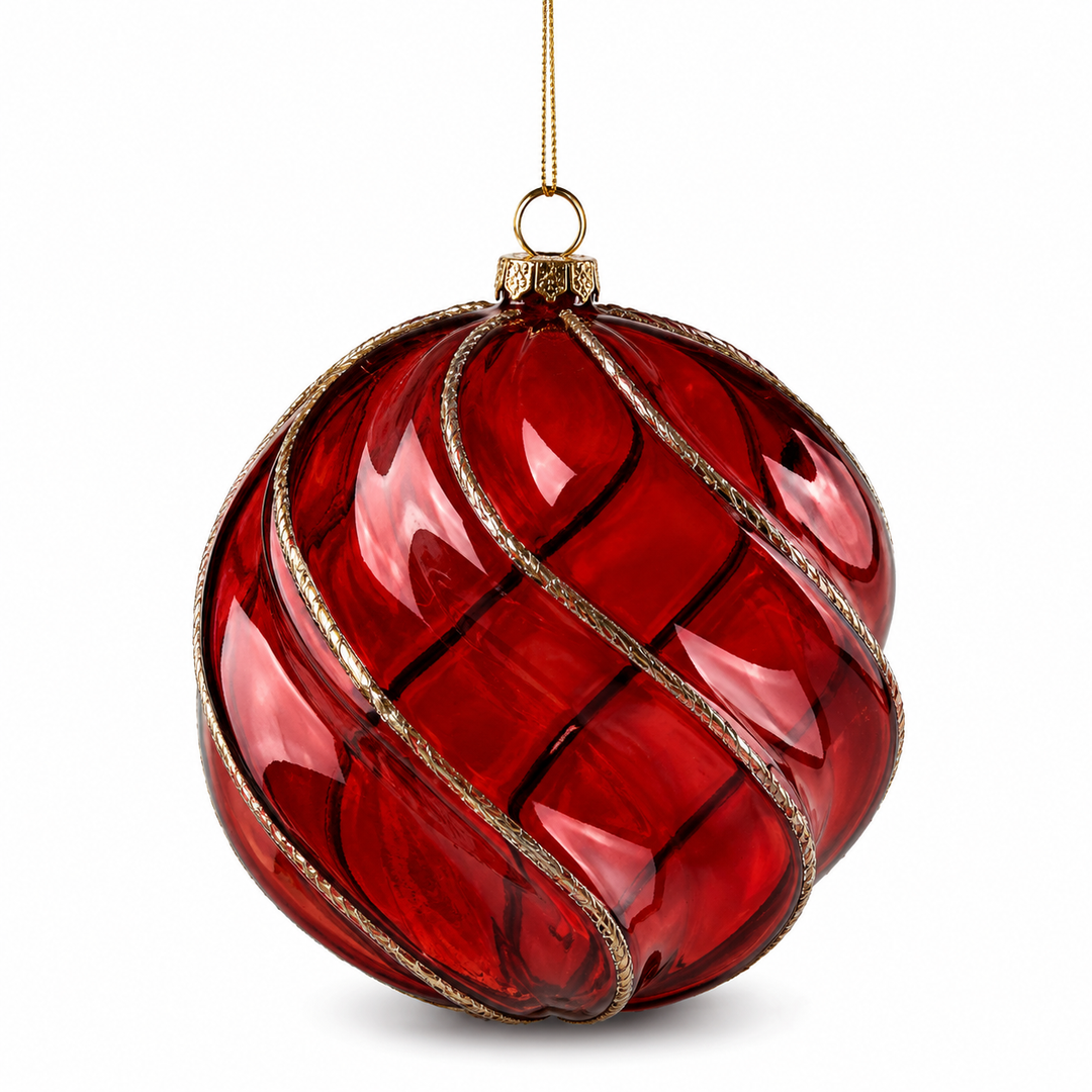 Red Swirl Ball Ornament