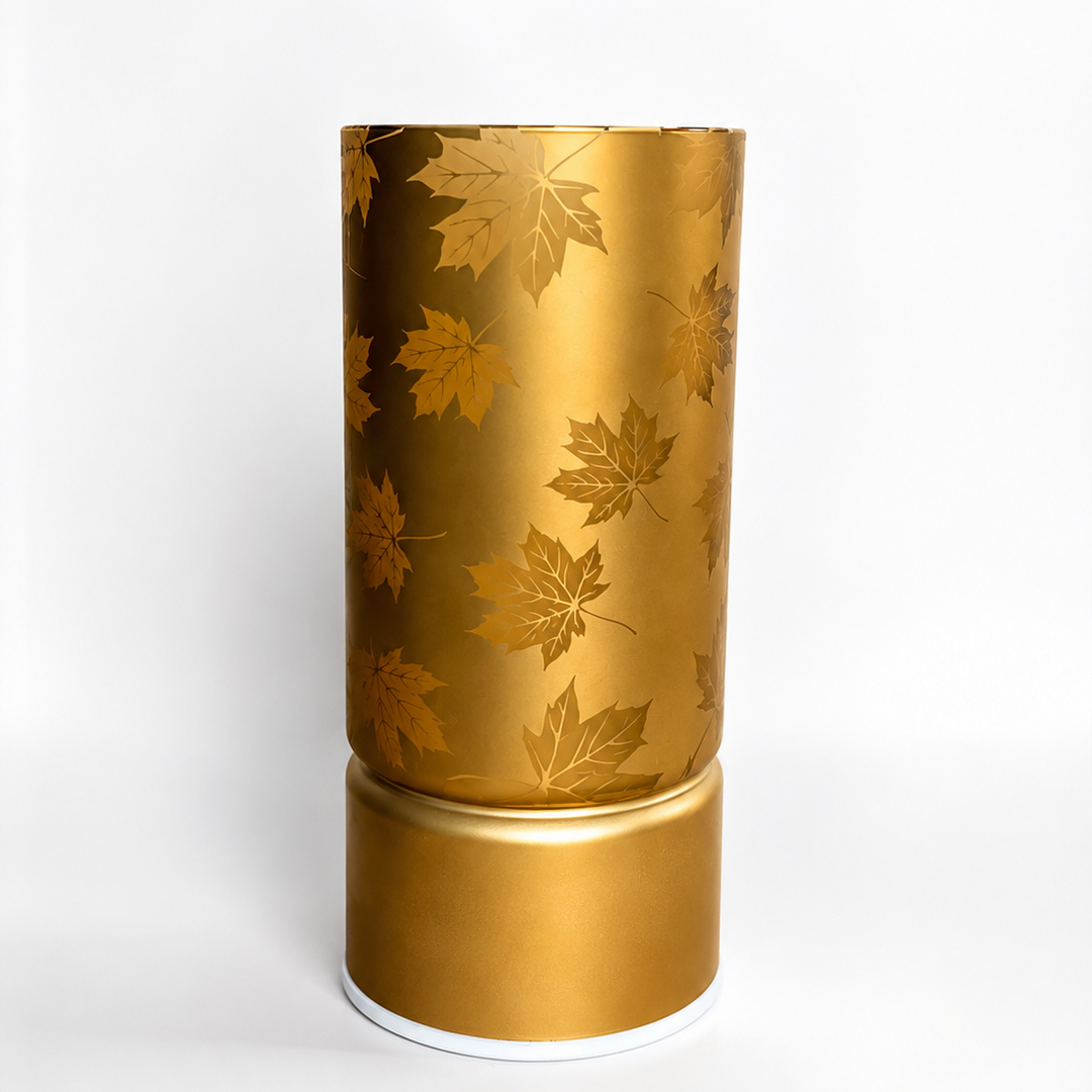 Maple Leaf Lighted Glass Hurricane