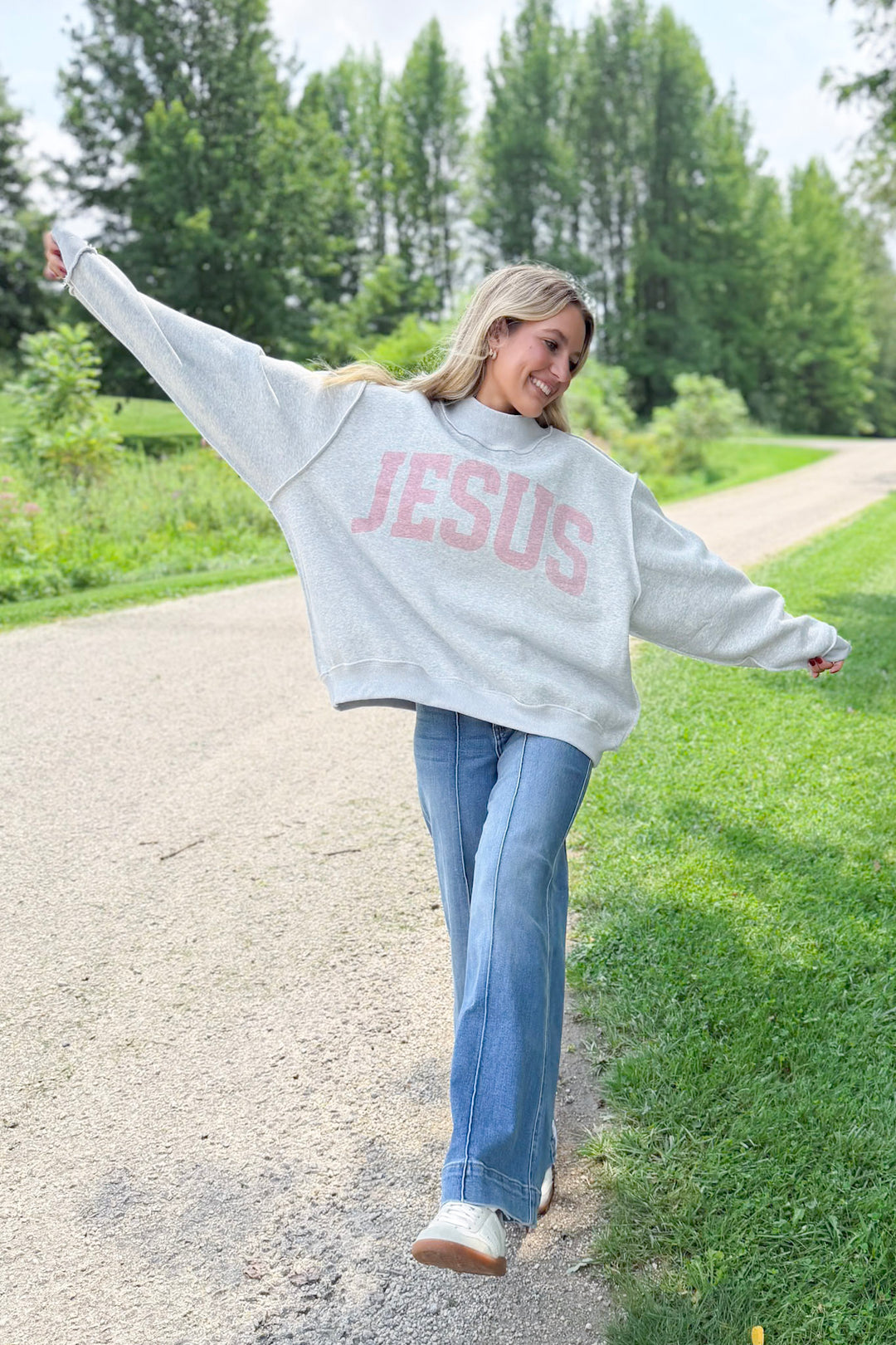 Jesus + God Is Good Reversible Sweatshirt