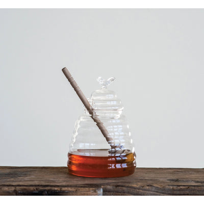 Glass Honey Jar & Dipper Set