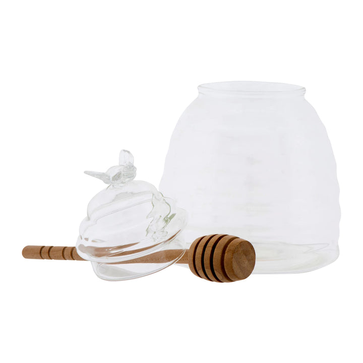 Glass Honey Jar & Honey Dipper Set