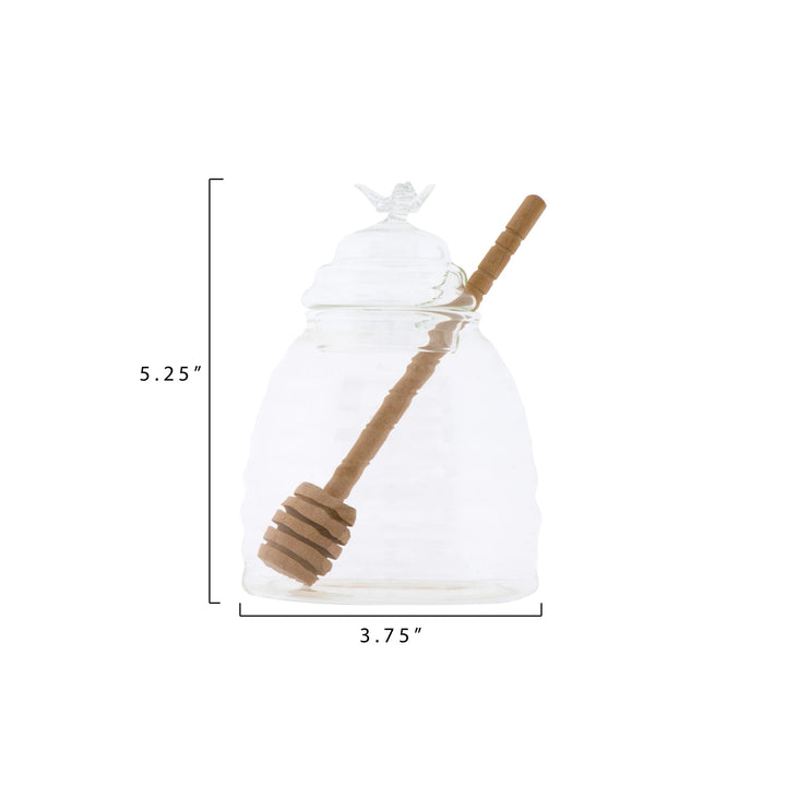 Glass Honey Jar & Honey Dipper Set