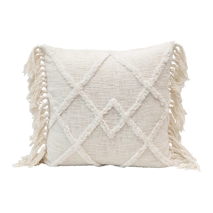 Tufted Pattern Fringe Pillow