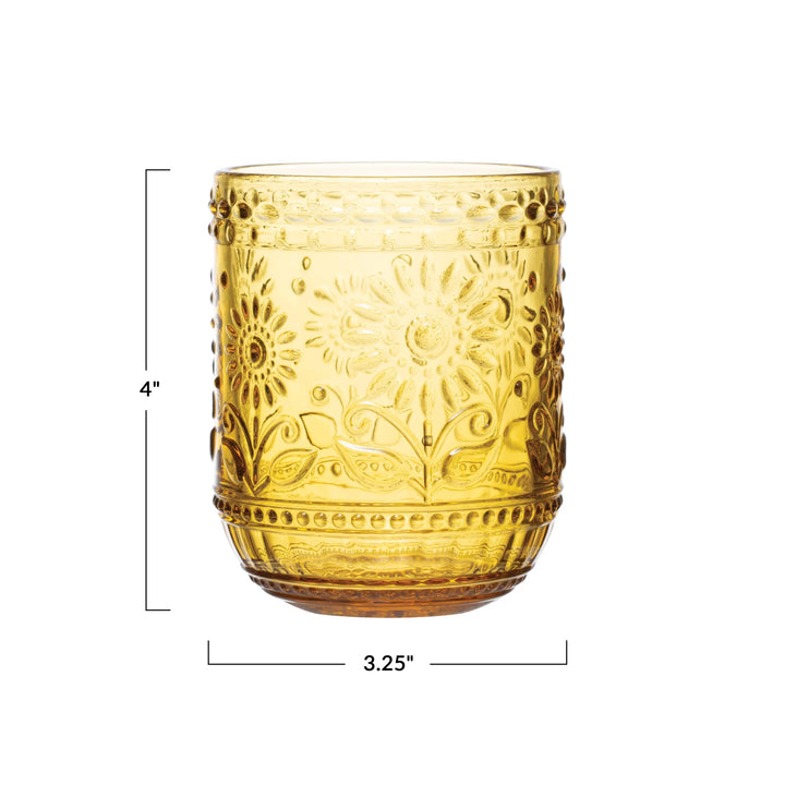 Amber Embossed Drinking Glass