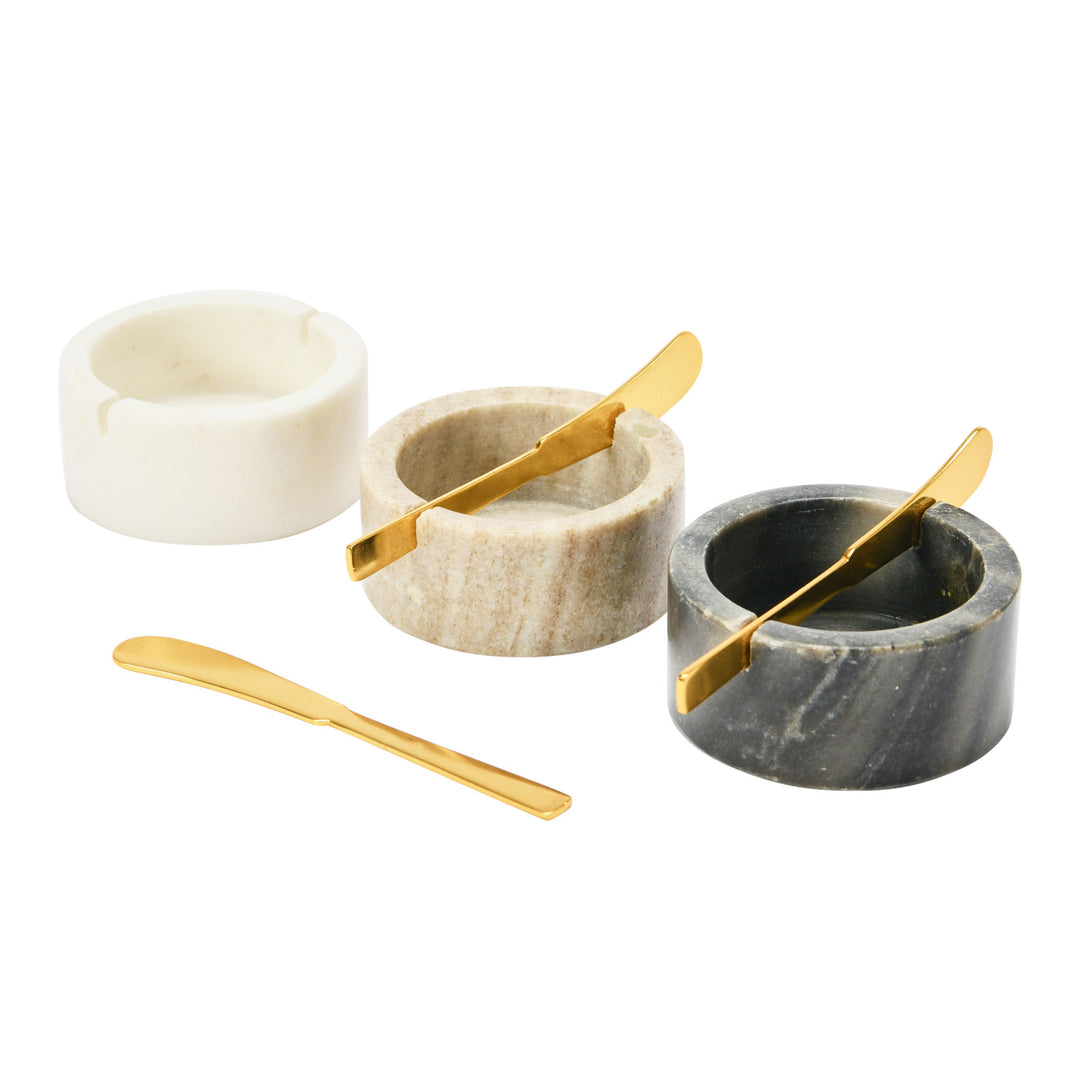 Marble Condiment Bowl & Knife Set