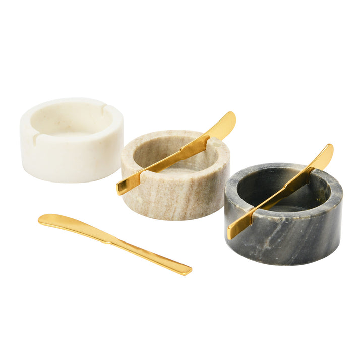 Marble Condiment Bowl & Knife Set