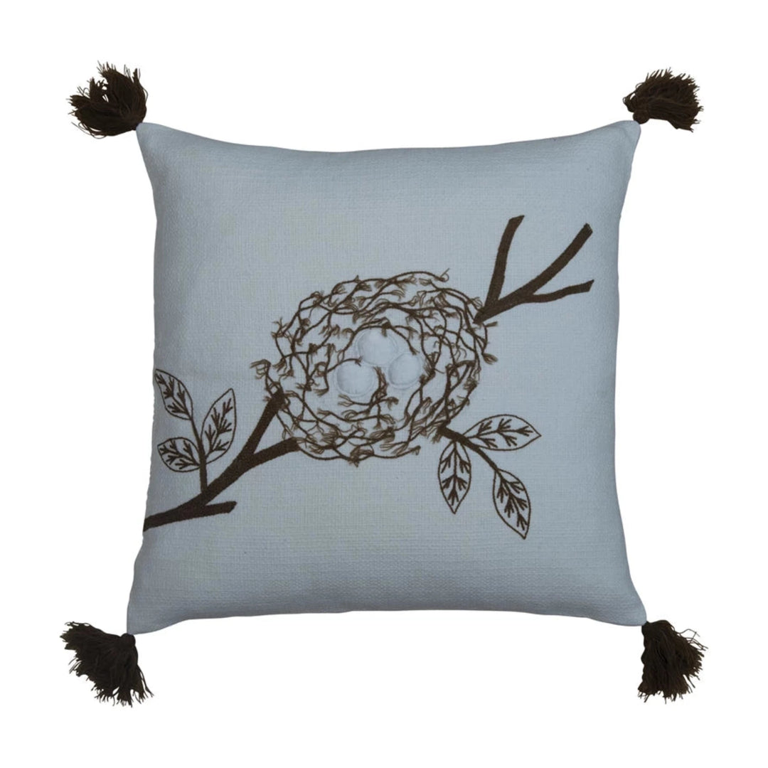Embroidered Nest Tassel Pillow