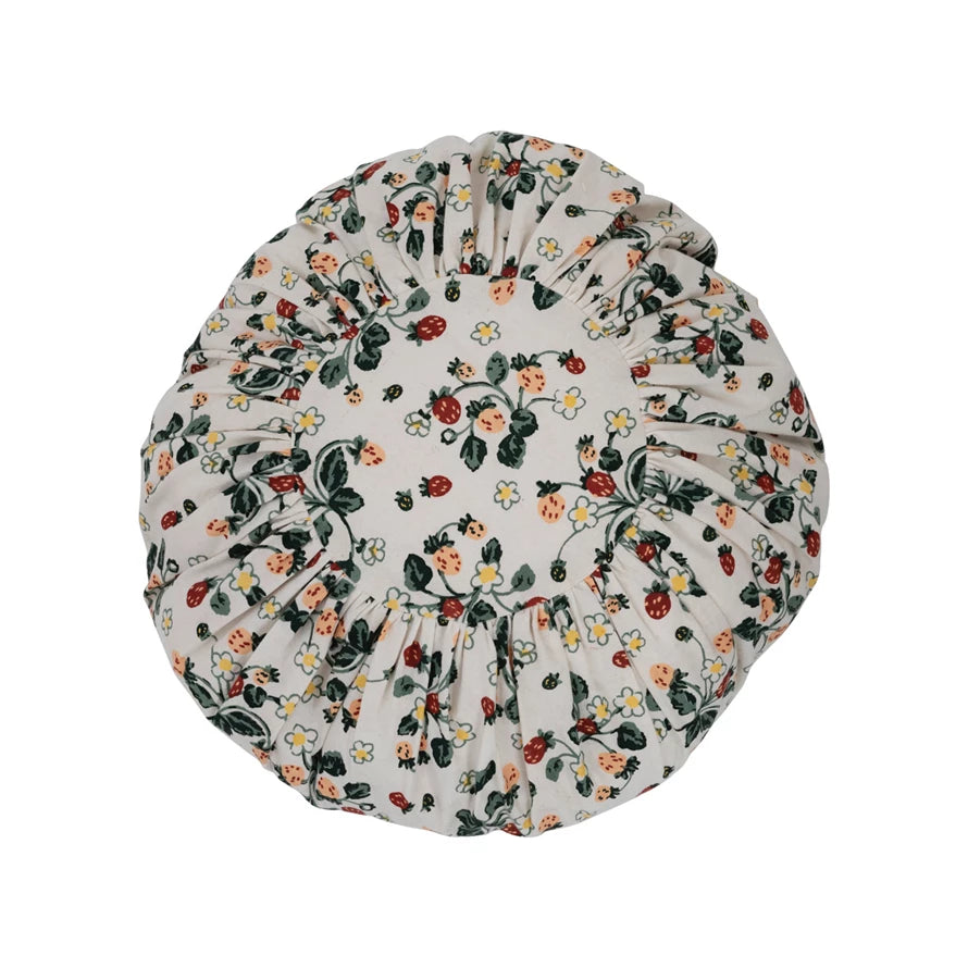 Strawberry Floral Pleated Pillow