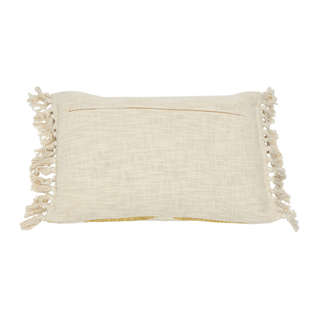 Mustard Ikat Tassel Lumbar Pillow