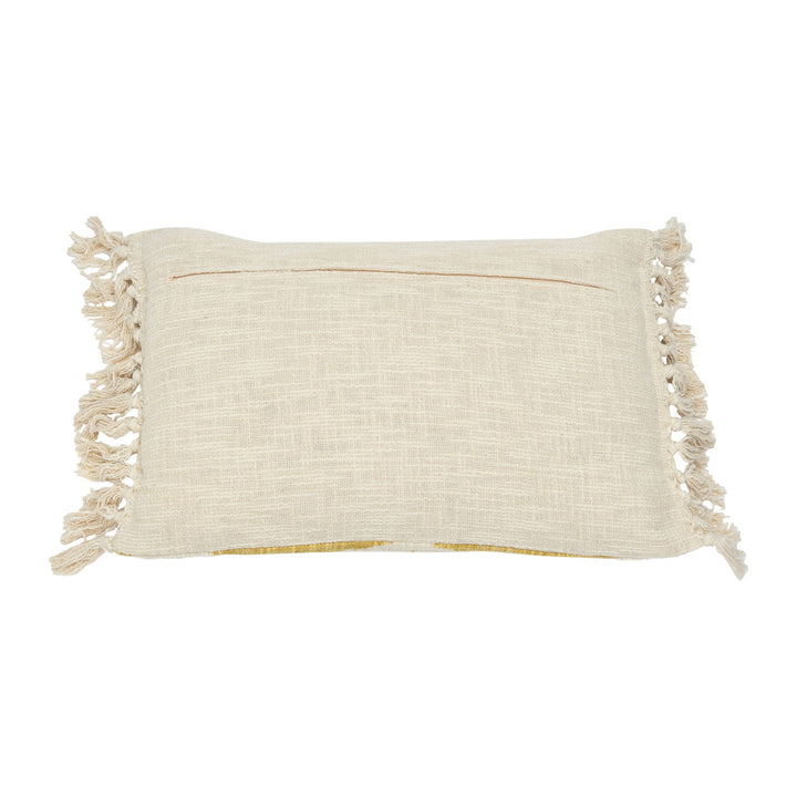 Mustard Ikat Tassel Lumbar Pillow