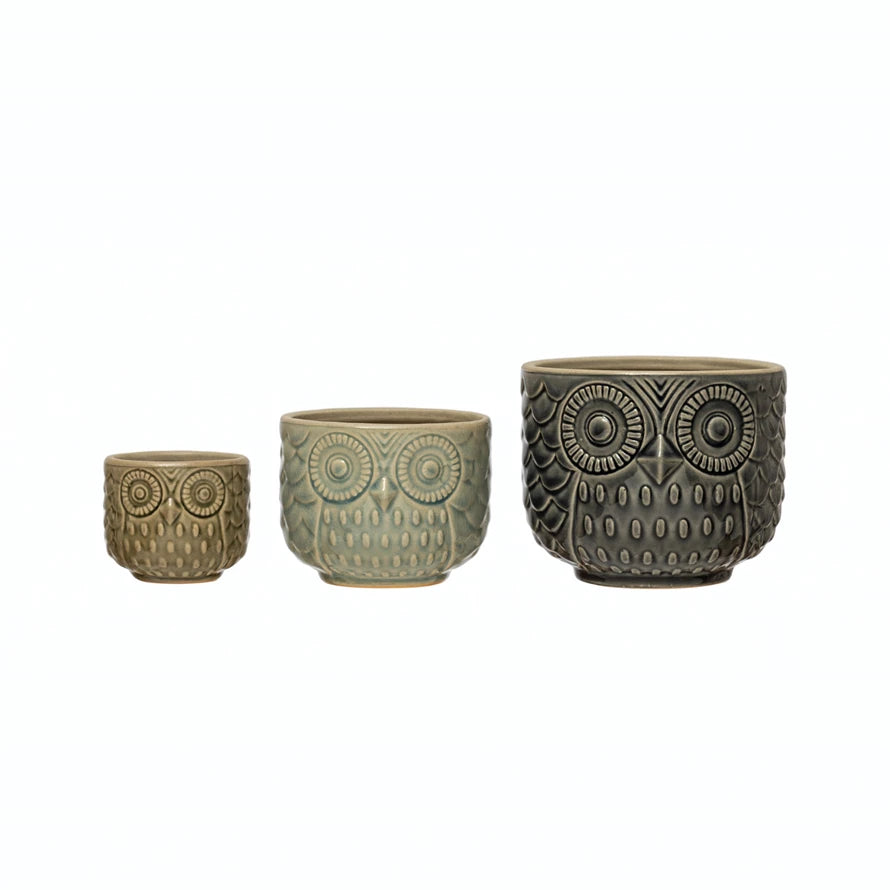 Mr. Owl Stoneware Planter