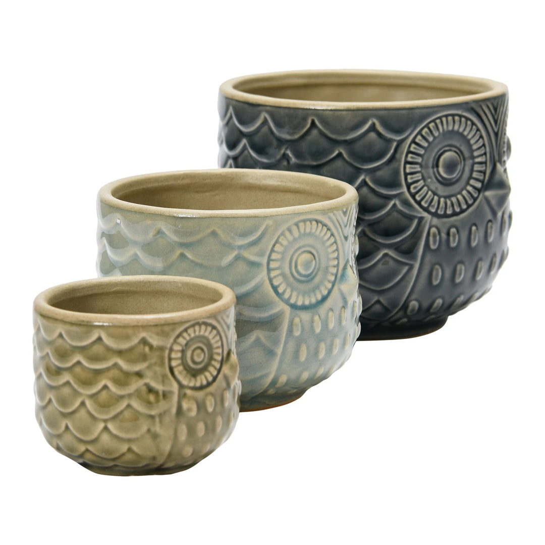 Mr. Owl Stoneware Planter
