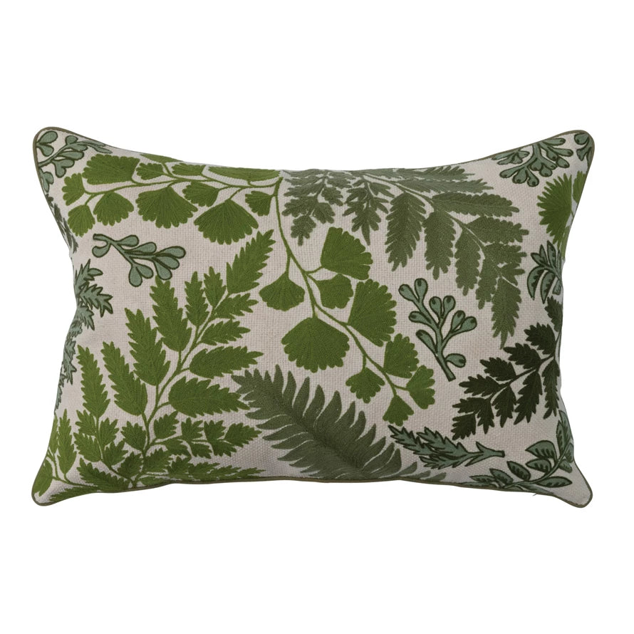 Green Fern Botanical Lumbar Throw Pillow