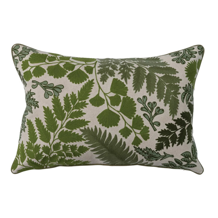 Green Fern Botanical Lumbar Throw Pillow