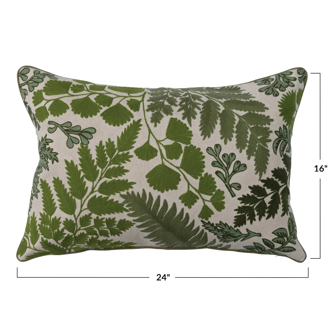 Green Fern Botanical Lumbar Throw Pillow