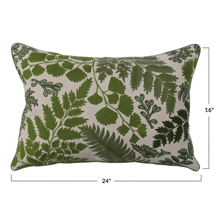 Green Fern Botanical Lumbar Throw Pillow