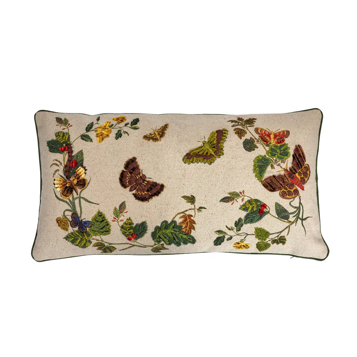 Embroidered Butterfly Flutters Lumbar Pillow