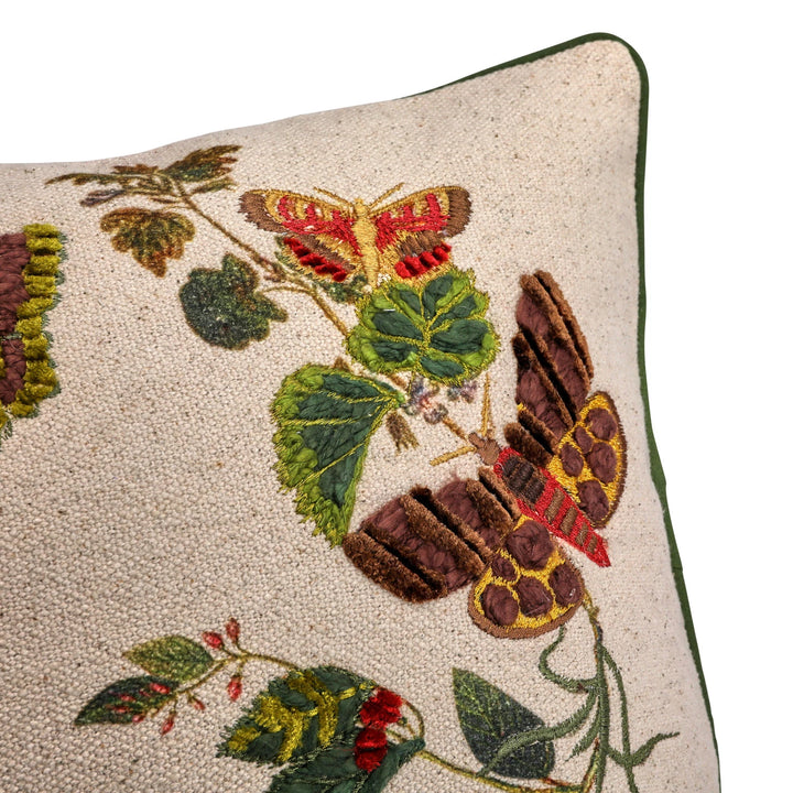 Embroidered Butterfly Flutters Lumbar Pillow