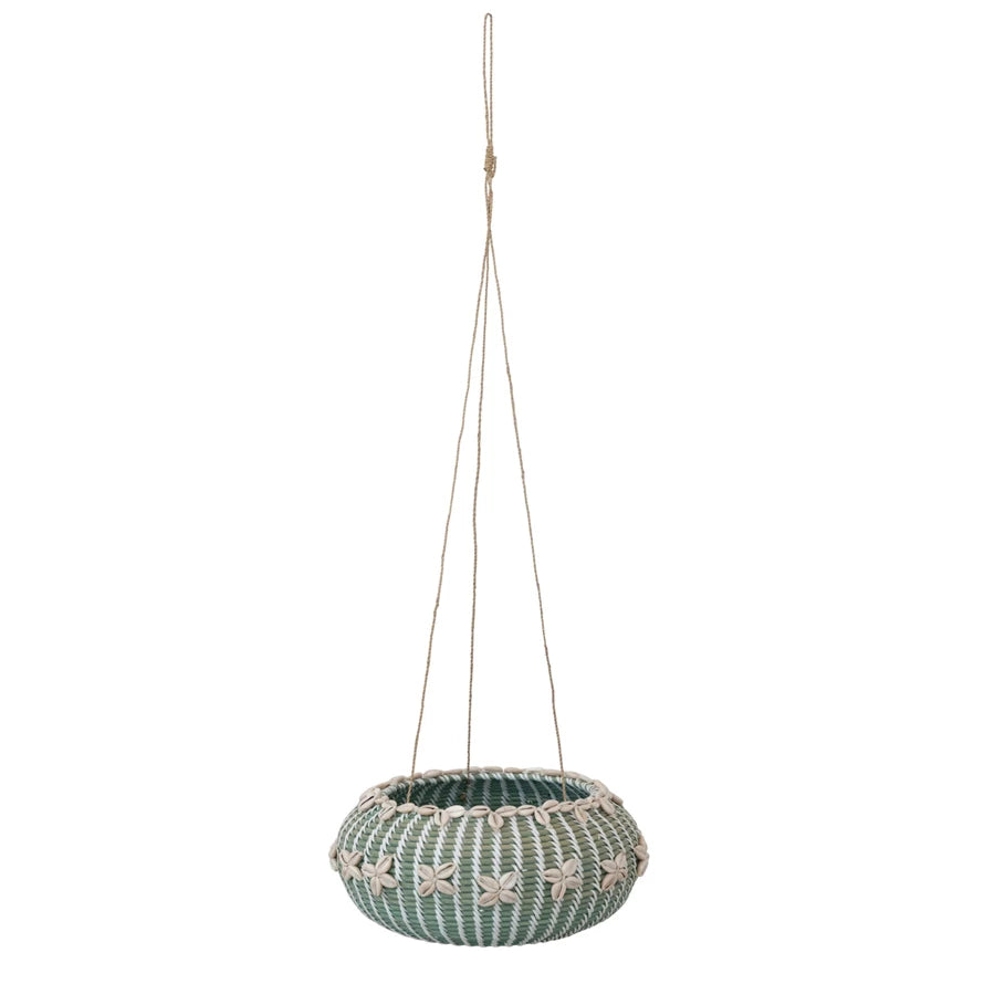 Woven Seashell Hanging Planter