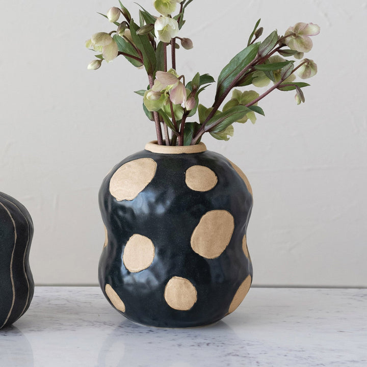 Stoneware Vase With Dots