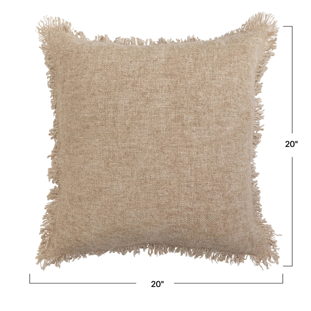 Natrual Fringed Melange Pillow