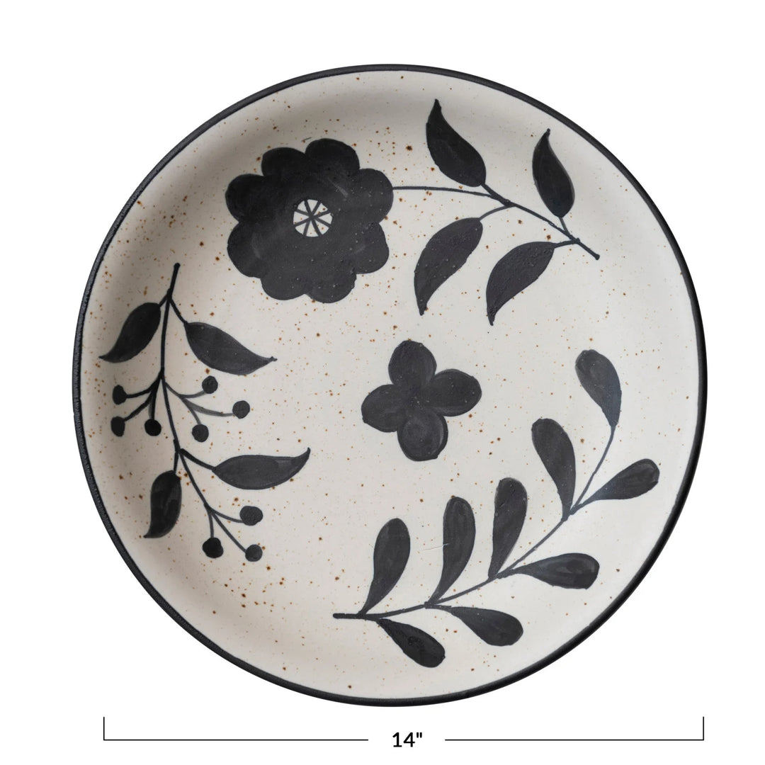 Hand Painted Floral Stoneware Bowl