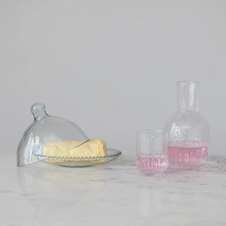 Embossed Carafe & Drinking Glass Set