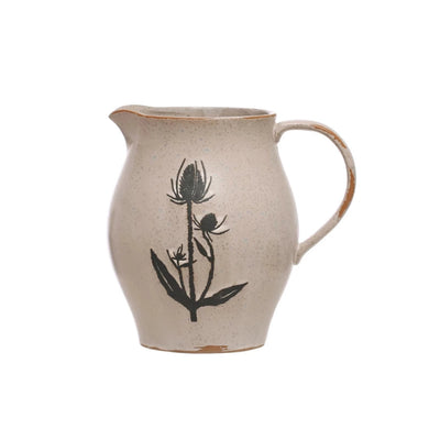 Thistle Embossed Stoneware Pitcher