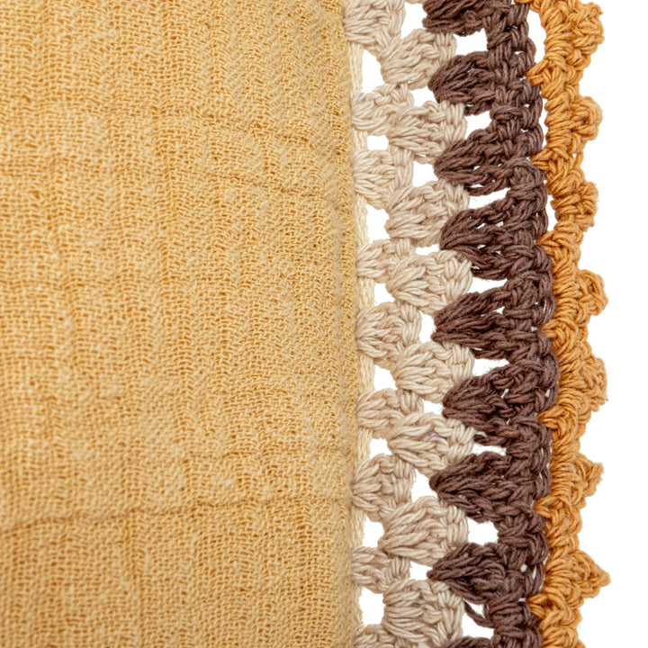 Crocheted Edge Mustard Lumbar Pillow