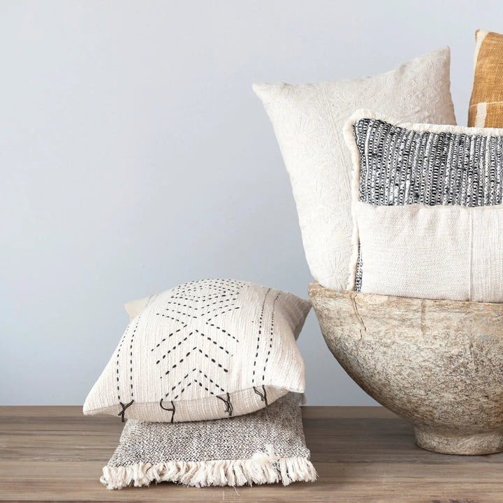 Paisley Embroidered Lumbar Pillow