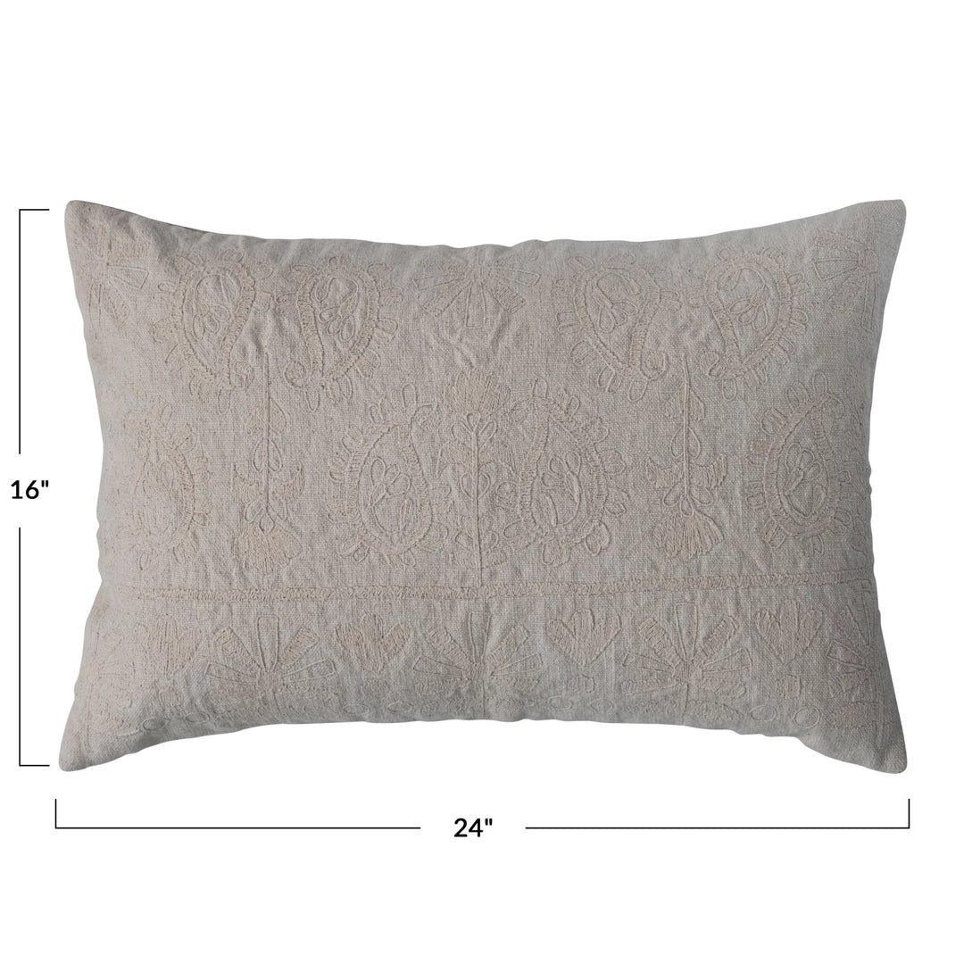 Paisley Embroidered Lumbar Pillow