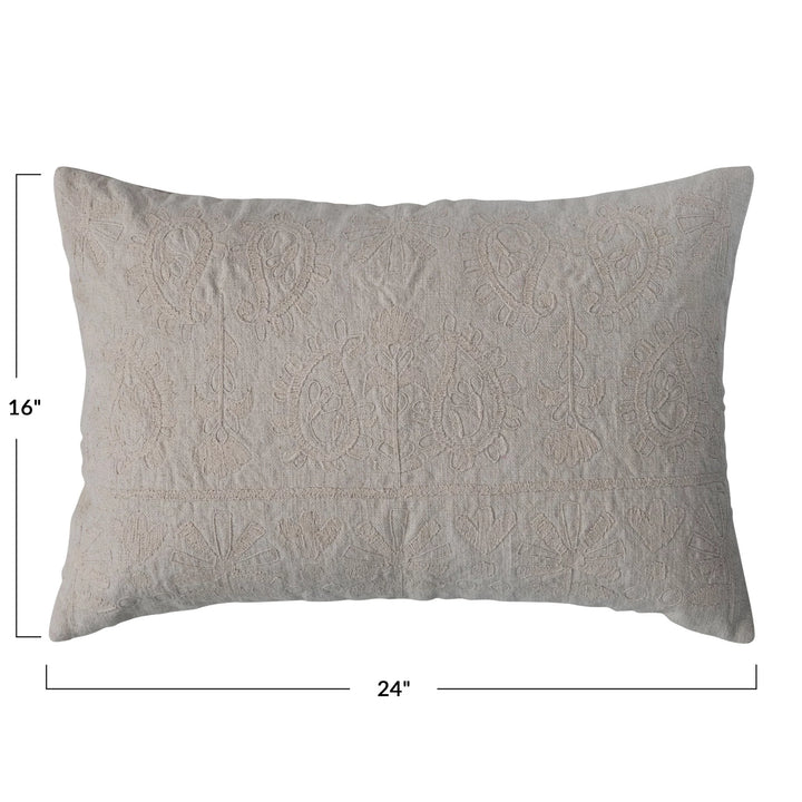 Paisley Embroidered Lumbar Pillow