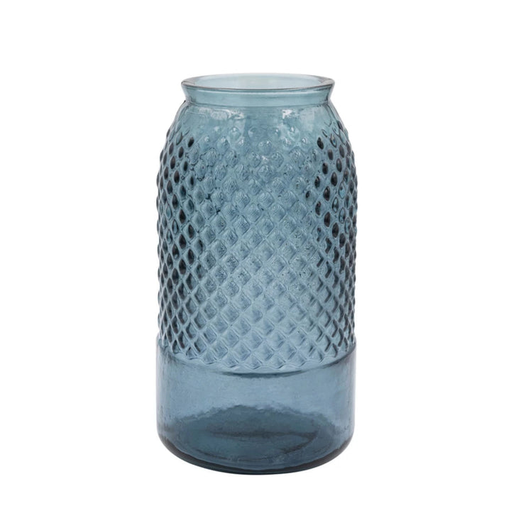 Blue Diamond Embossed Vase