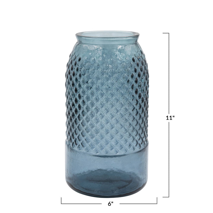 Blue Diamond Embossed Vase