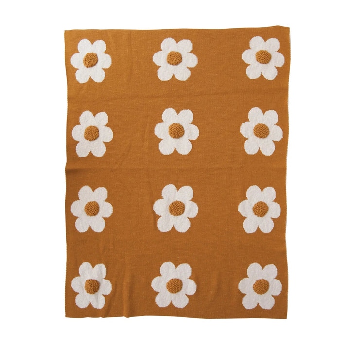 Flower Cotton Knit Baby Blanket