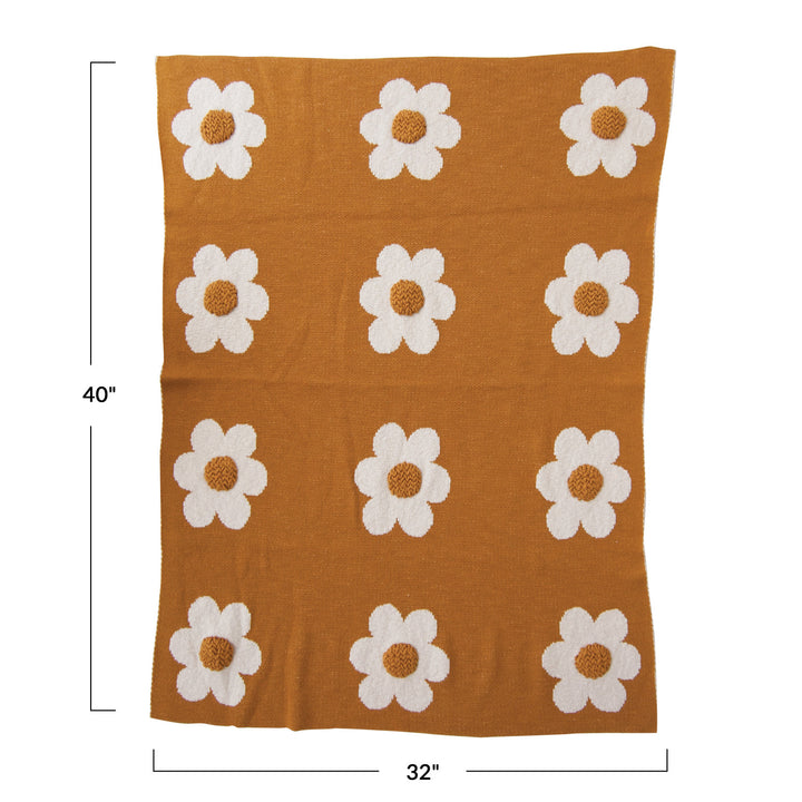 Flower Cotton Knit Baby Blanket