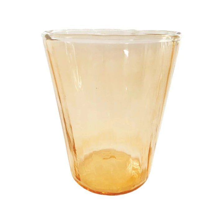 Orange Ribbed Drinking Glass