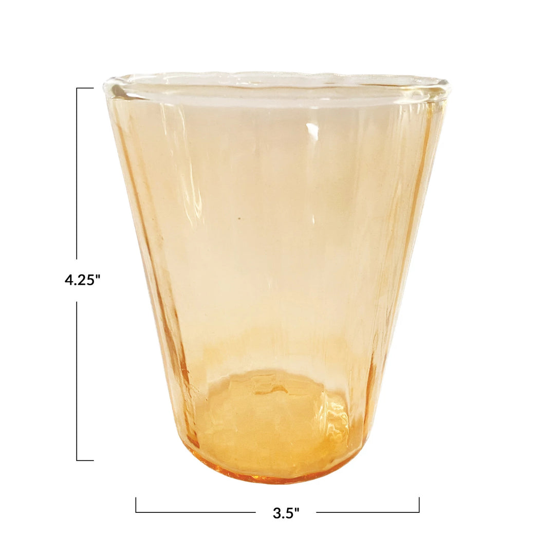 Orange Ribbed Drinking Glass